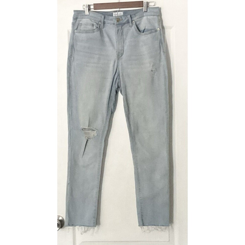 Crown & Ivy Women's High Rise Crop Skinny Jeans Size 10R, Light Wash